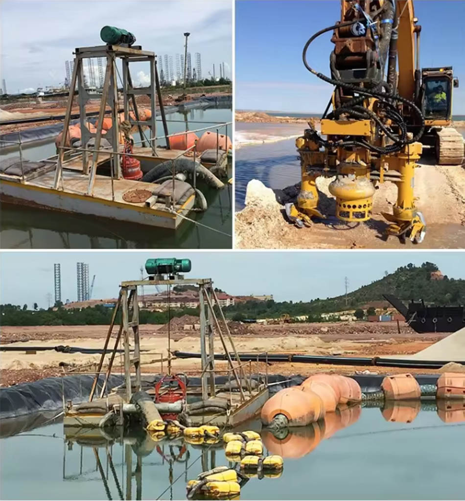 Excavator driven sand dredging pump application